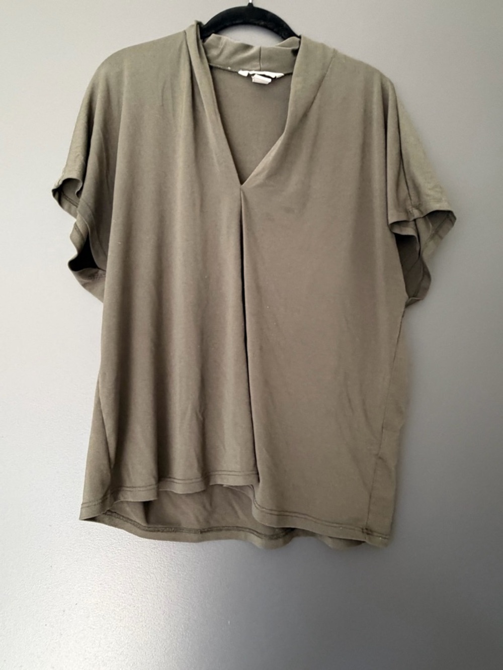 H&M Olive Green Draped V-Neck Blouse